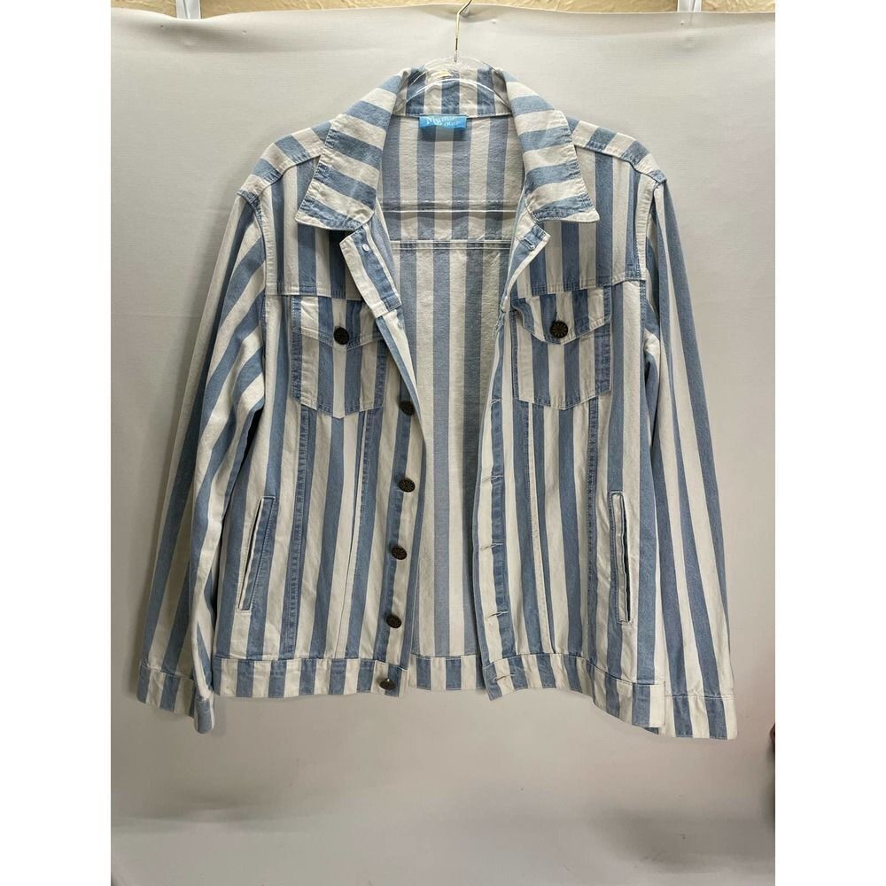 MUMU Blue Drine Jacket Marina Stripe Show Me Your Mumu Denim Jacket Lightweight